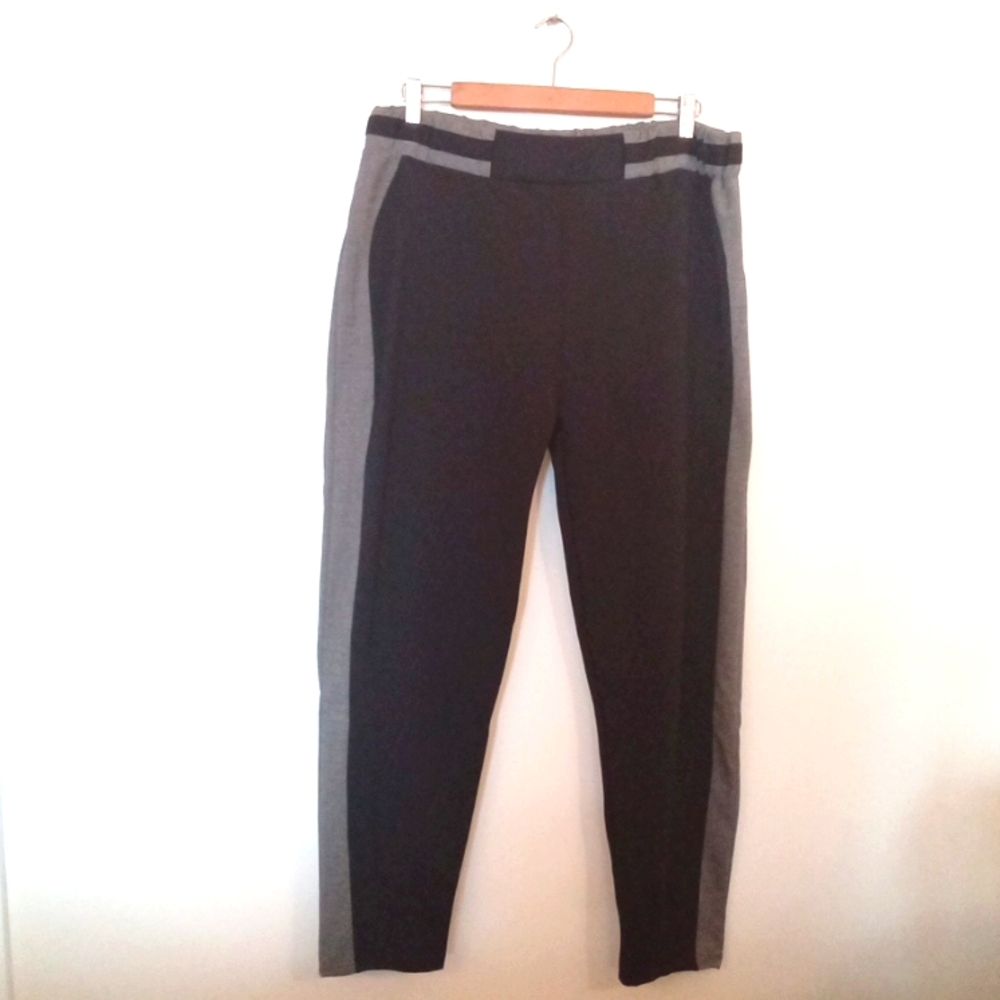 NWT Women's Connection 18 Two Tone Black Grey Stripe Slimming Pull-on Pants XL